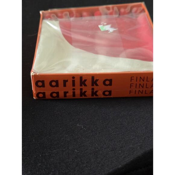 Aarikka Finland NIB Red Mid Century 20 Paper Napkin & 8 Wood Ring Set - Picture 3 of 7